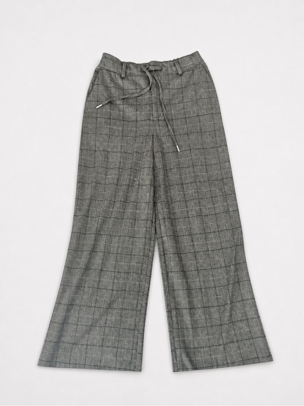 bagatelle Gray Plaid Wide Leg Drawstring Pants